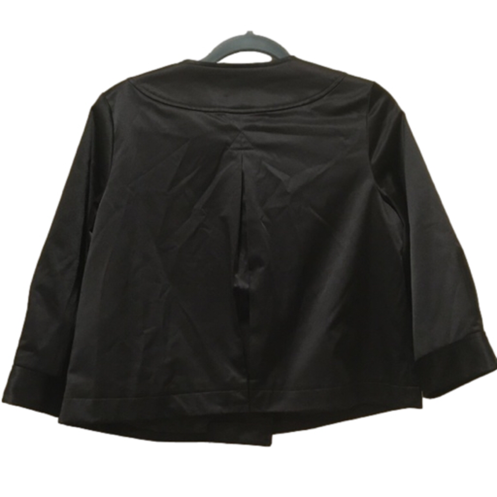 Black Satin Collarless Blazer M - Picture 3 of 9